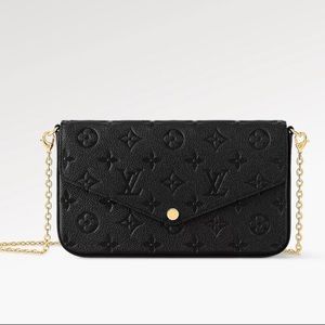 Louis Vuitton Black Felicie Pochette Monogram Empreinte, Leather Crossbody Bag
